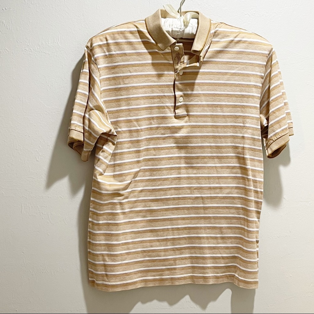 Vintage BOBBY JONES Polo Golf Shirt beige stripe